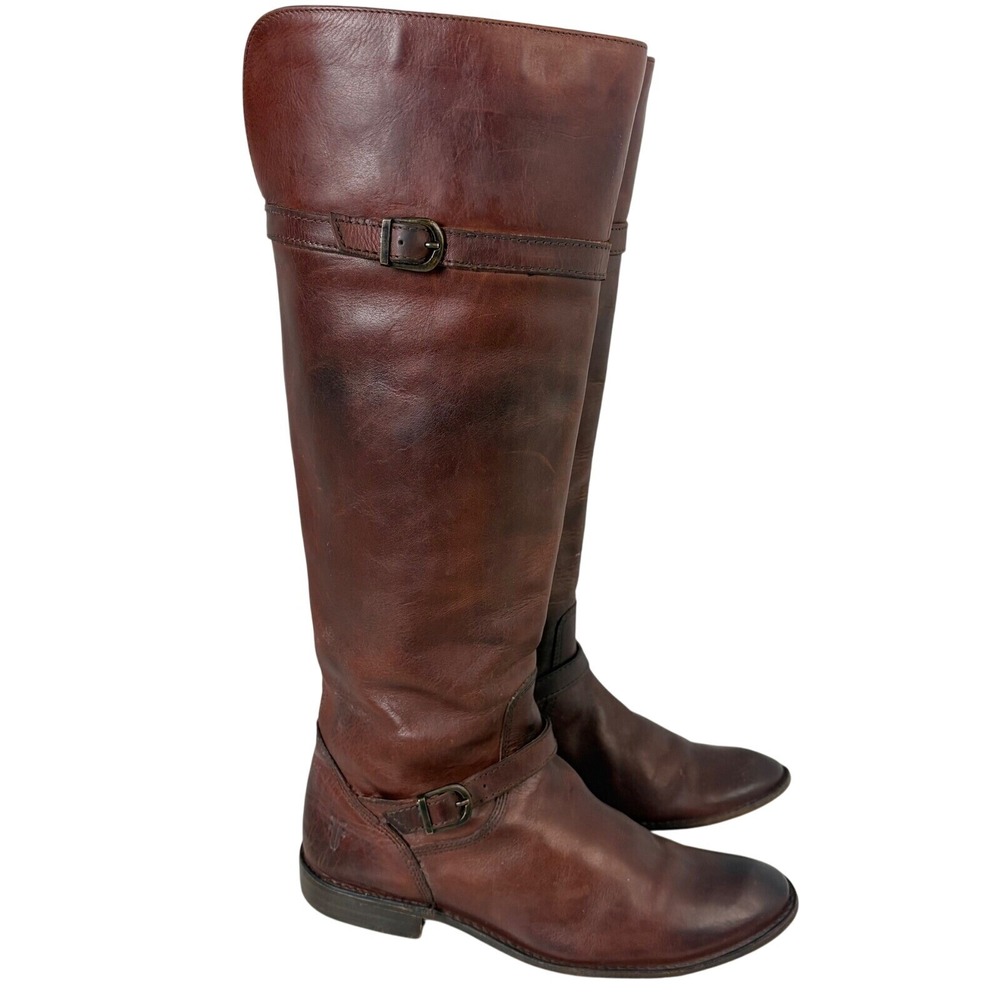 Frye‎ Shirley Women's Size 6.5 B Boots Tall Brown Leather Knee-High Riding 77745